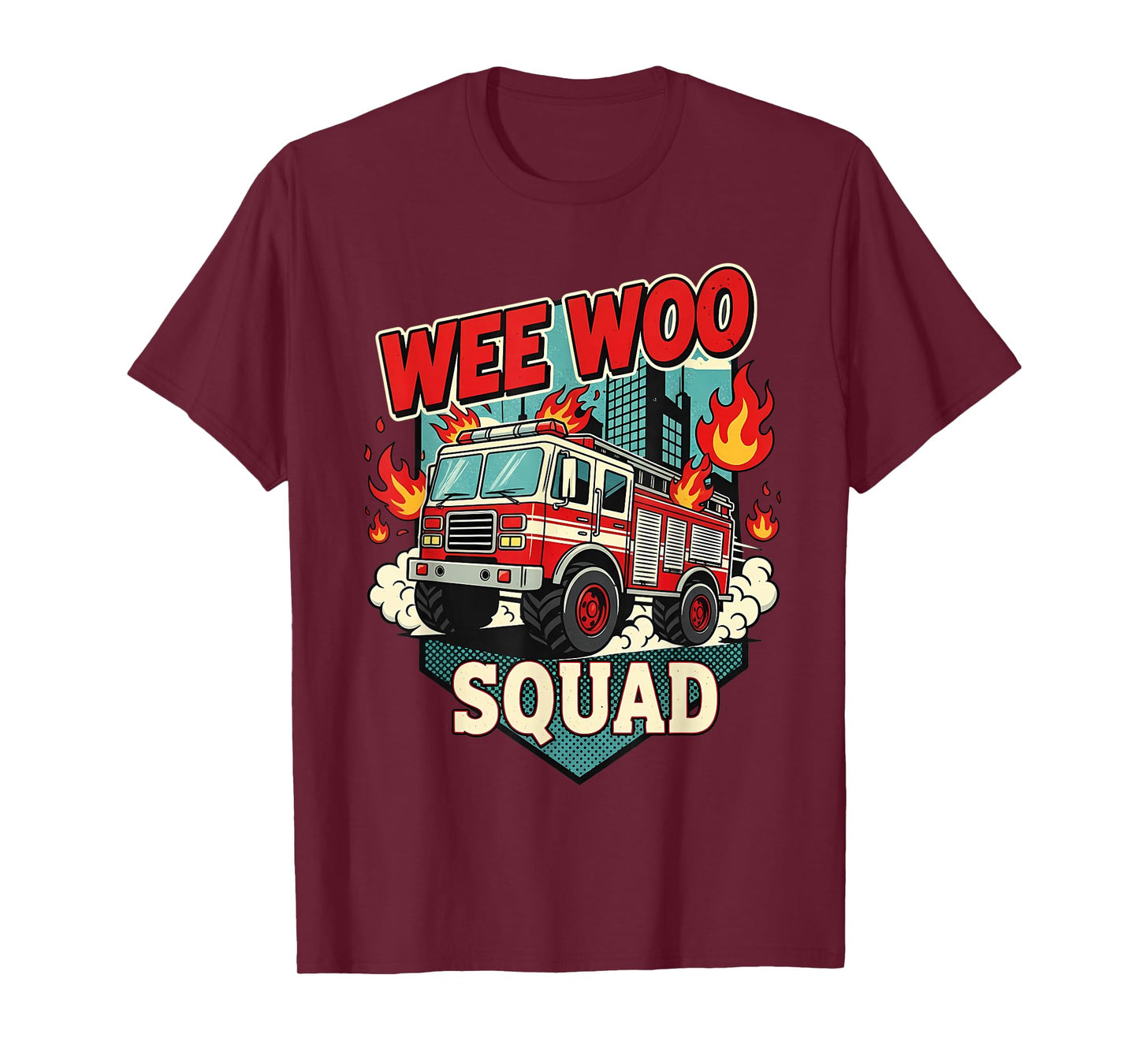 Funny Wee Woo Squad Fire Department Firefighter Fire Truck T-Shirt