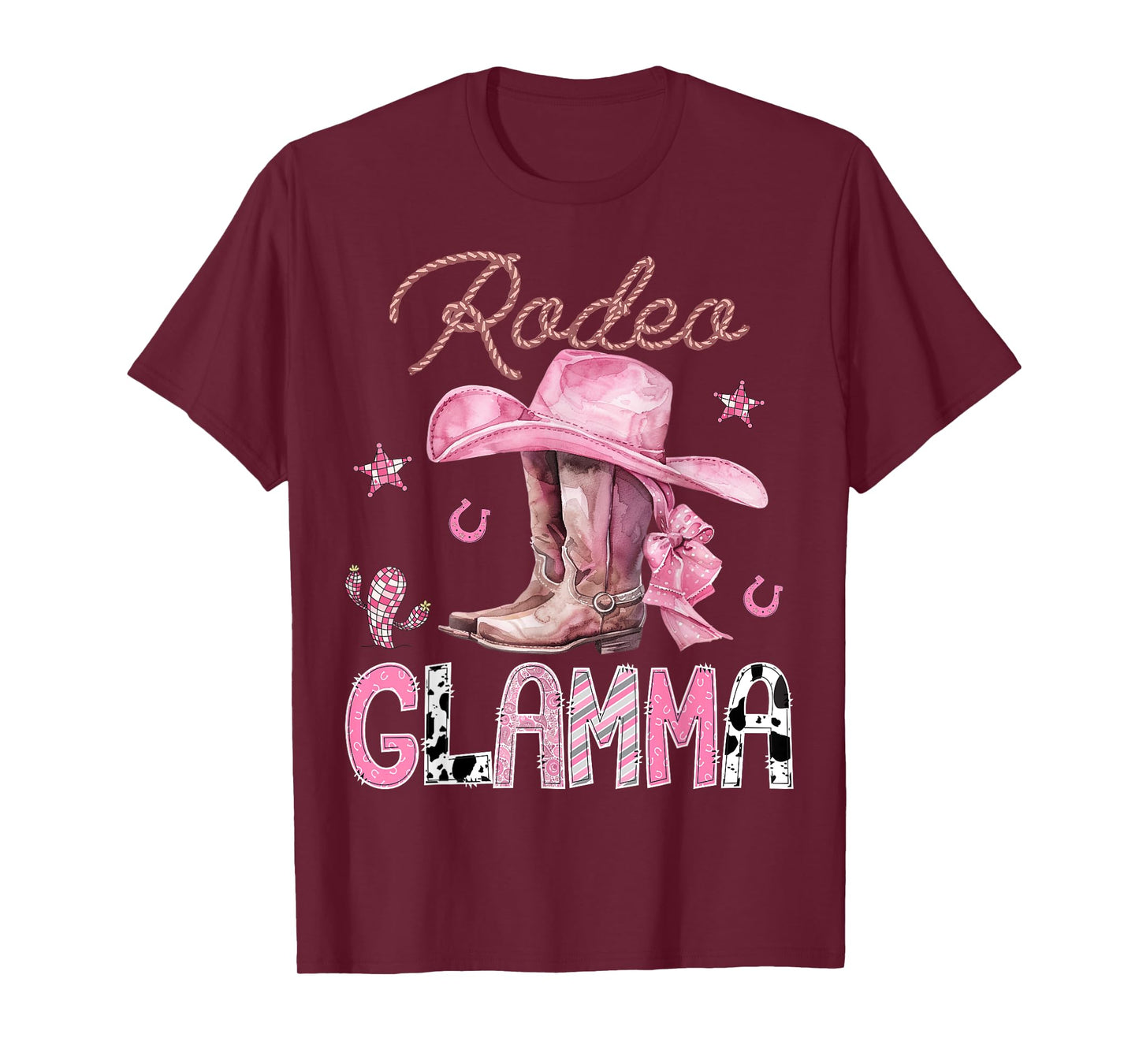 Rodeo Glamma Pink Boots Coquette CowGirl Birthday Party T-Shirt