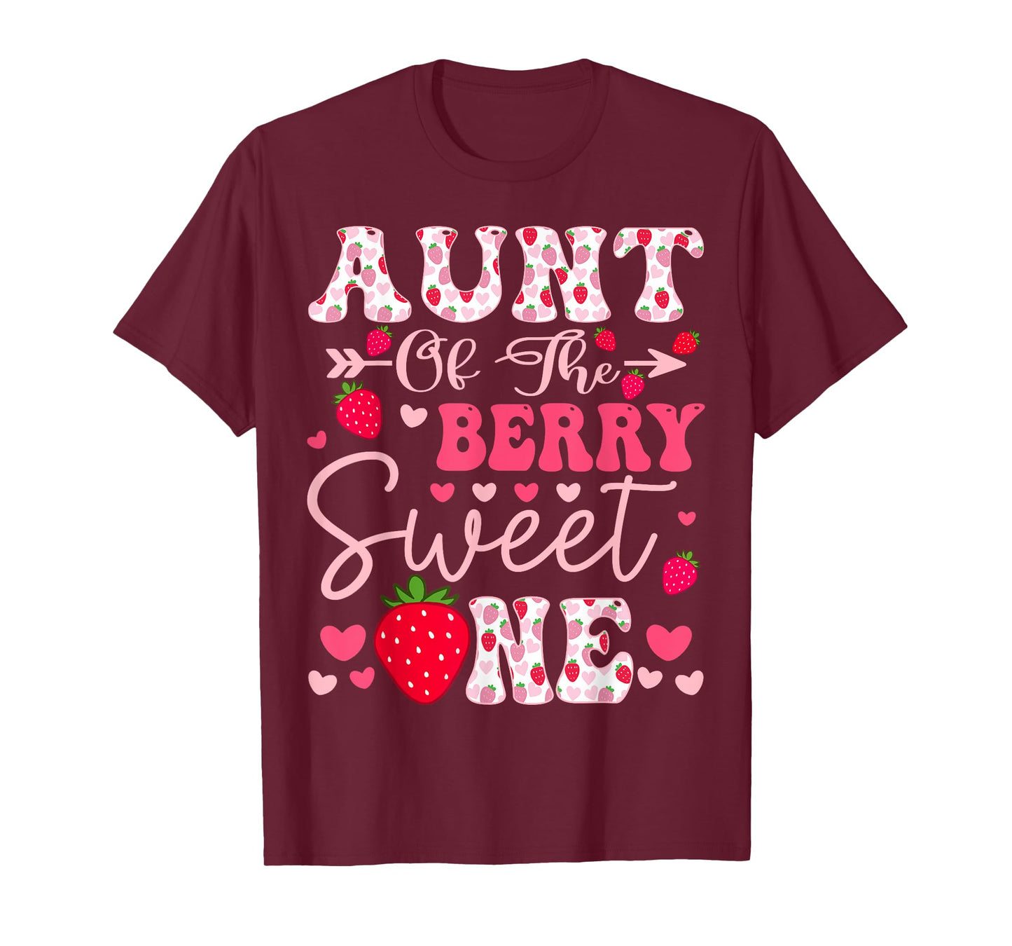 Aunt Of The Berry Sweet One Strawberry 1St Birthday T-Shirt