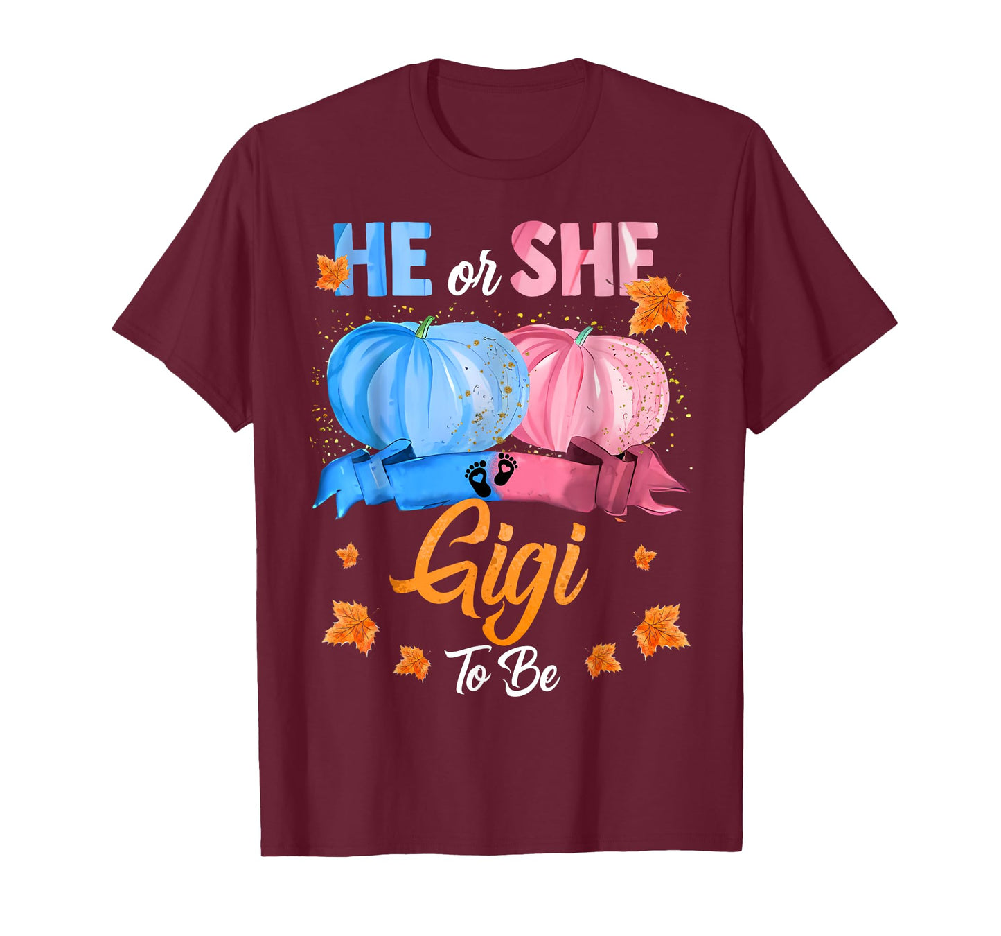 Halloween Pumpkin Gender Reveal He or She Gigi To Be T-Shirt