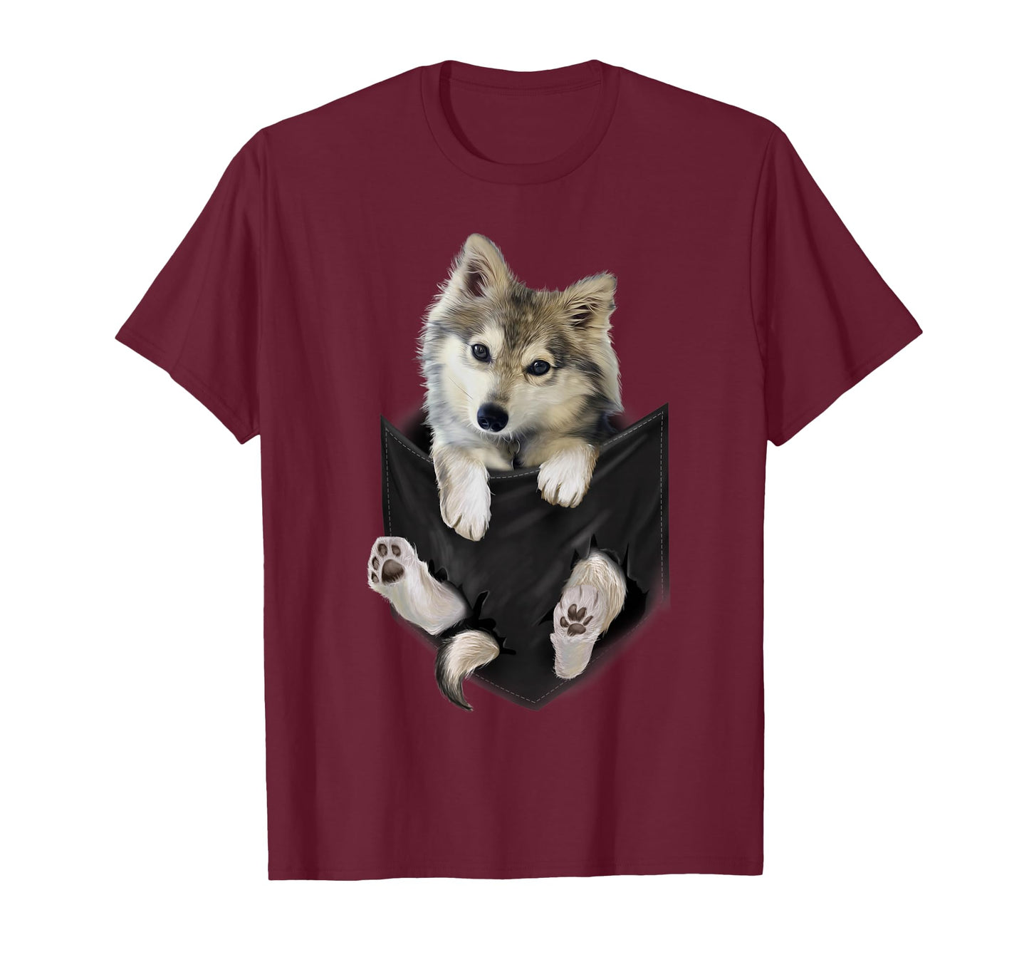 Wolf White Pup in Pocket T-Shirt Wolves Tee Shirt Gifts T-Shirt