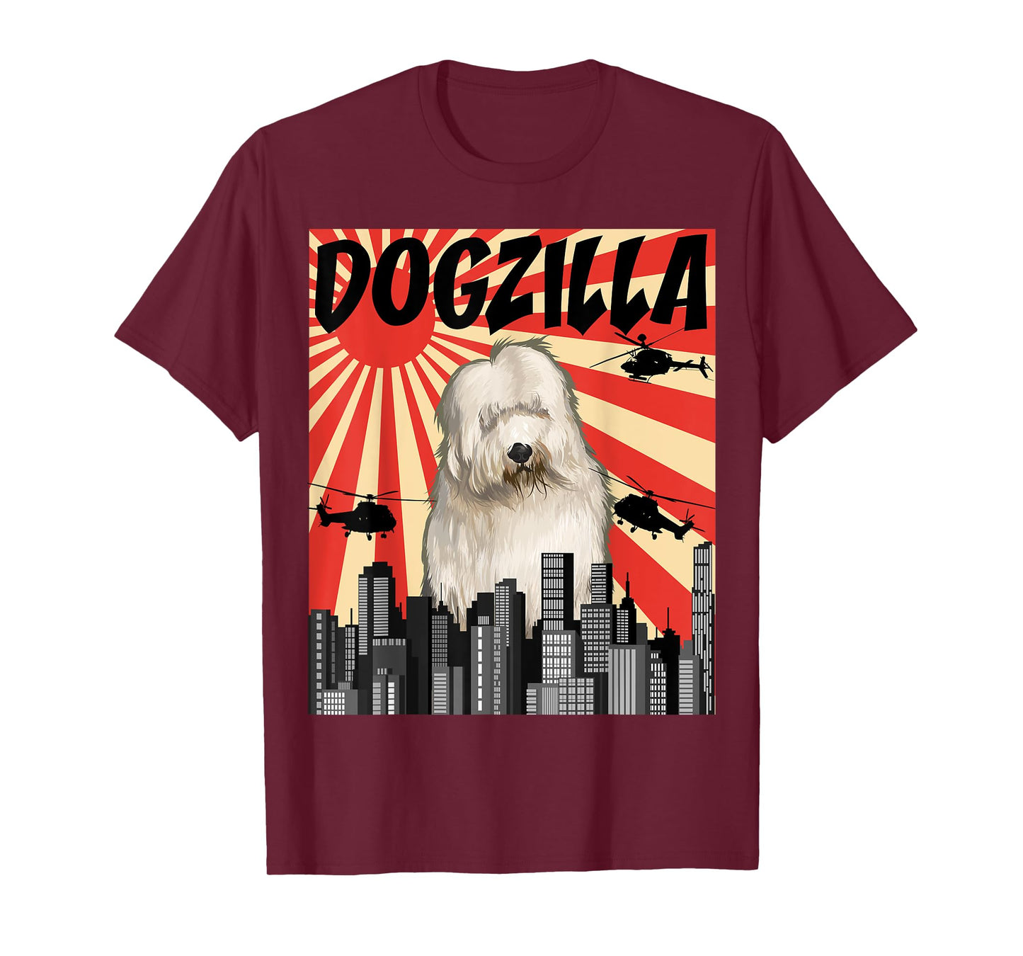 Funny Retro Japanese Dogzilla Old English Sheepdog T-Shirt