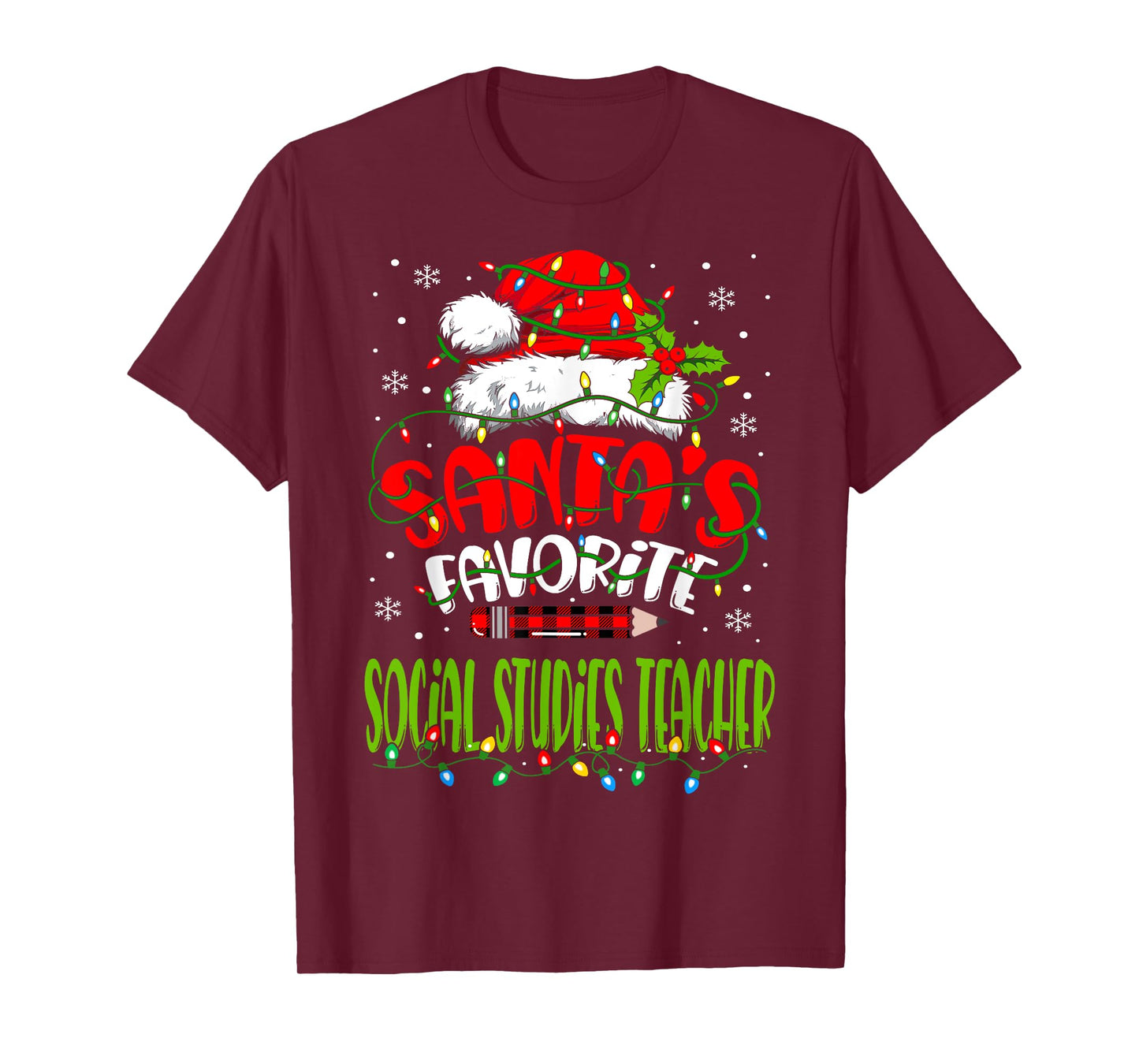 Santa Favorite Social Studies Teacher Funny Christmas T-Shirt for Men Women
