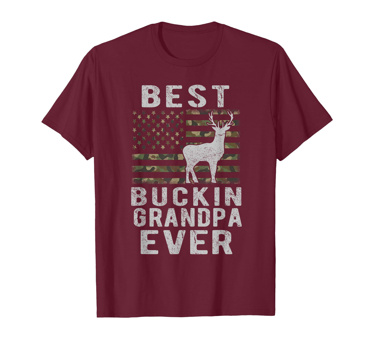 Best Bucking Grandpa Ever Camouflage US Flag Deer Hunting T-Shirt