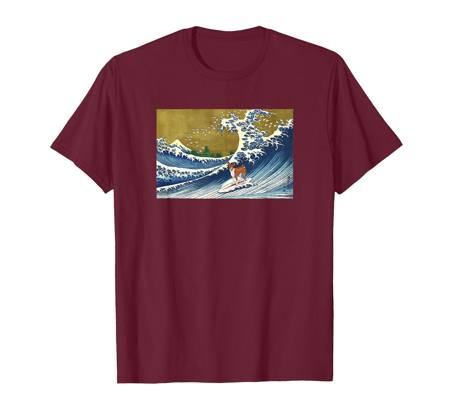 Cute Funny Retro Vintage Surfing a Great Wave Basenji Lover T-Shirt