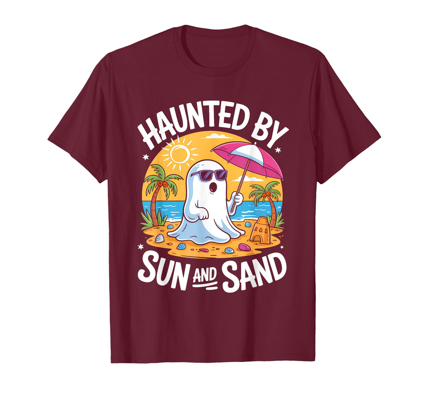 Cute Summerween Ghost Funny Beach Halloween T-Shirt
