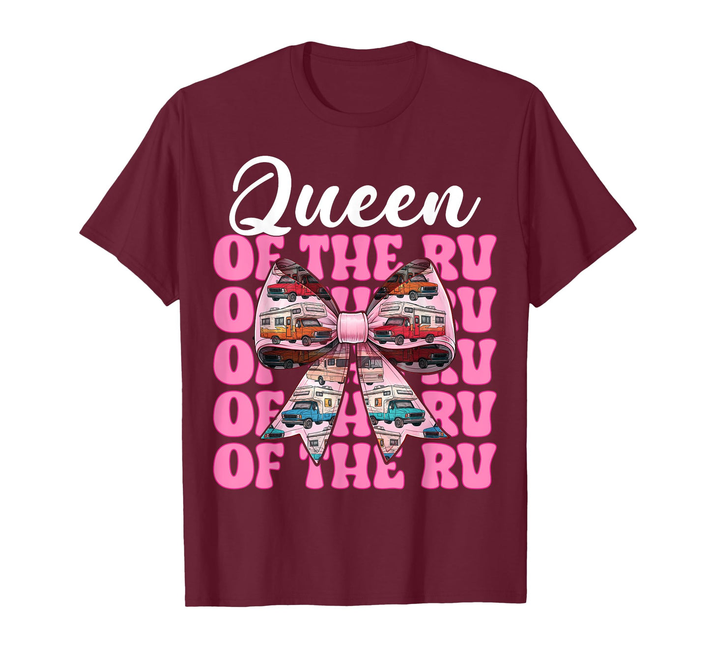Queen of The Rv Camping Camper Motorhome Girl Mom Coquette T-Shirt