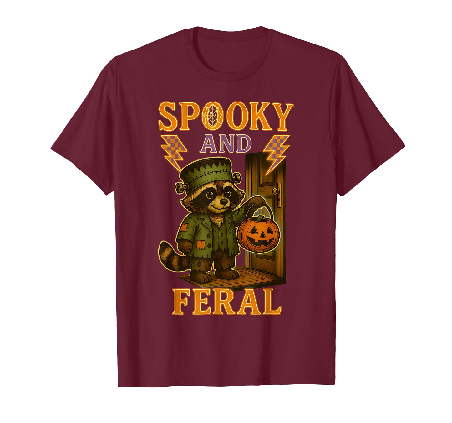Cute Raccoon Spooky And Feral Halloween Creepy Raccoon Kids T-Shirt
