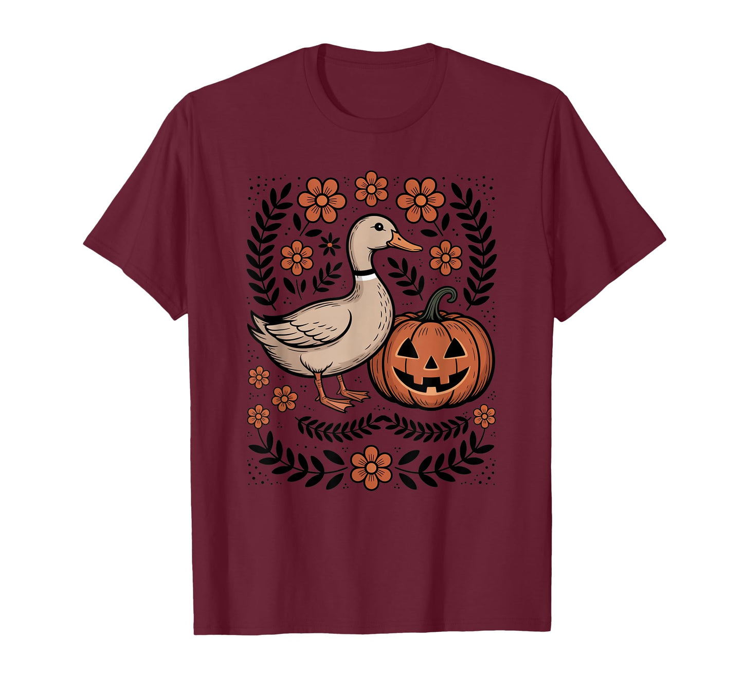 Vintage Silly Goose Pumpkin Patch Boho Floral T-Shirt