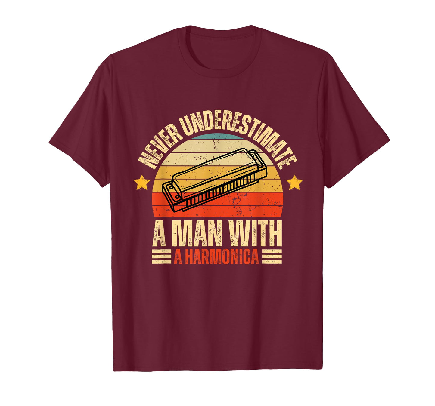 Never Underestimate A Man With A Harmonica Harmonica Player T-Shirt