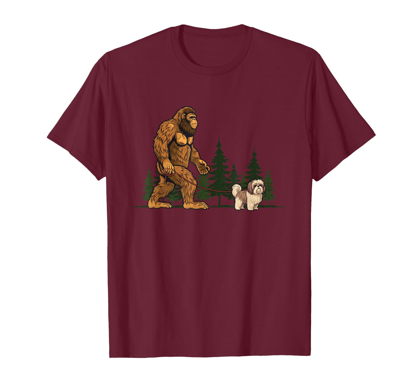 Funny Shih Tzu Bigfoot Dog Walking Mom Dad Kids T-Shirt
