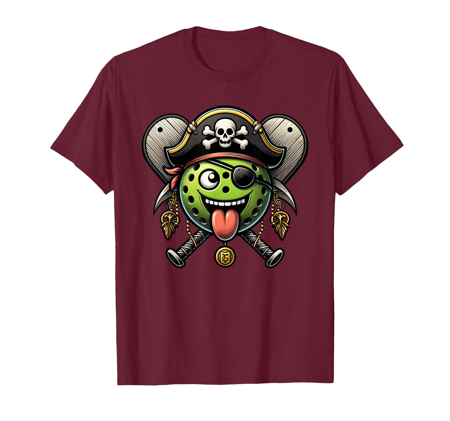Pickleball Pirate Crossbones Halloween Mens Womens Kids T-Shirt