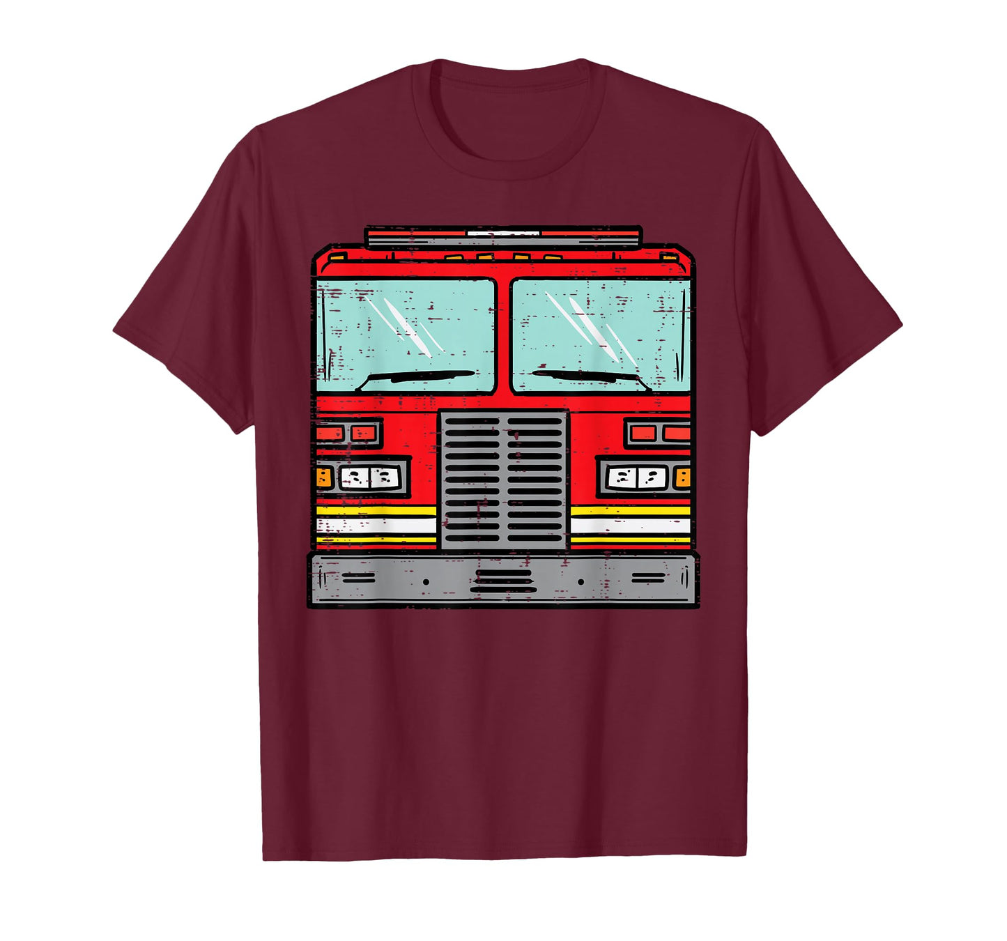 Fire Truck Costume Halloween Firefighter Fireman Men Boys T-Shirt