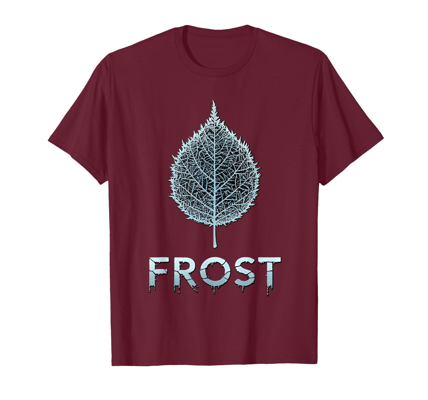 Frozen Leaf Frost Minimal Winter Nature Design T-Shirt