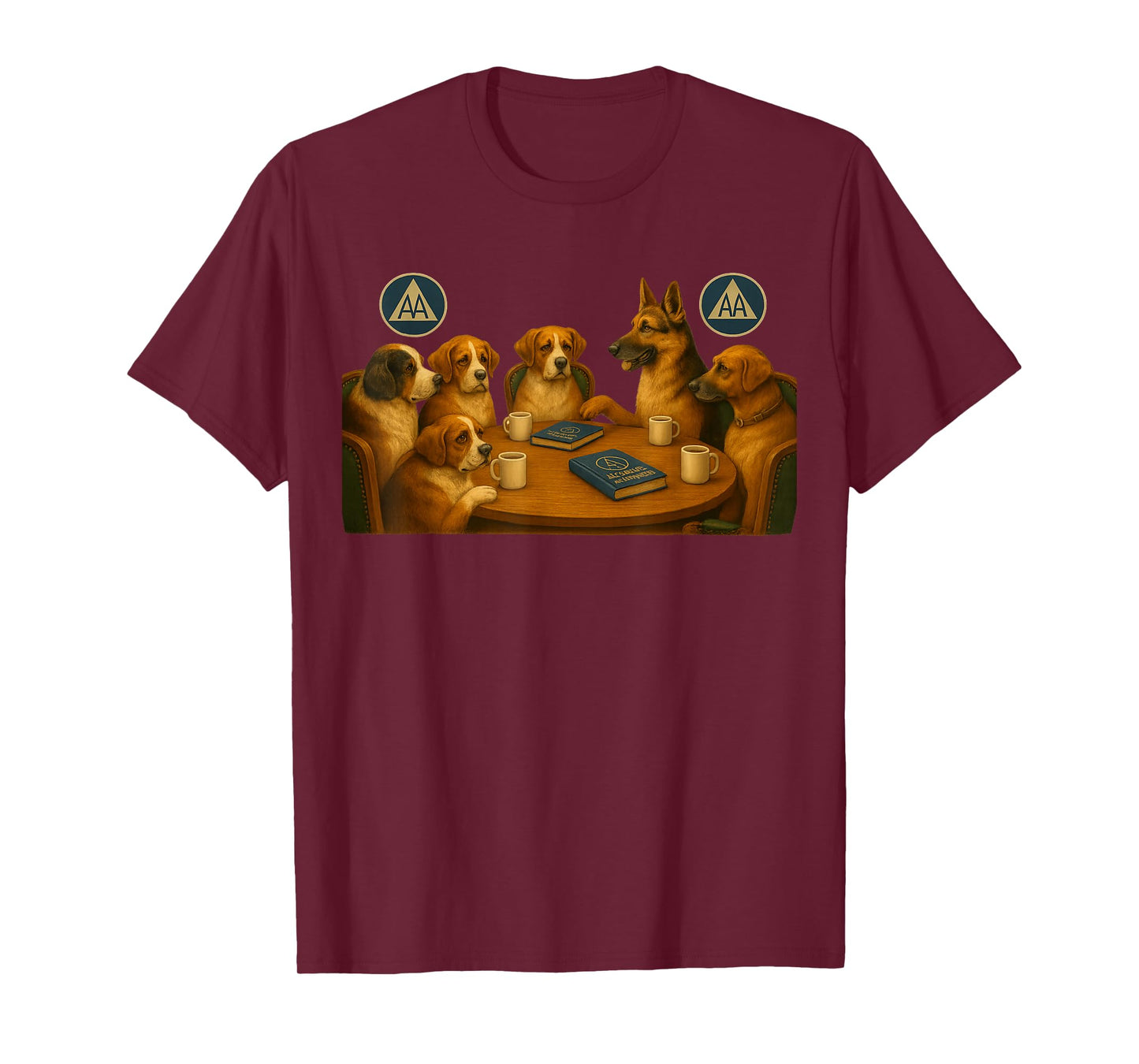 Alcoholics Anonymous Dog Meeting Scene. AA. NA. T-Shirt