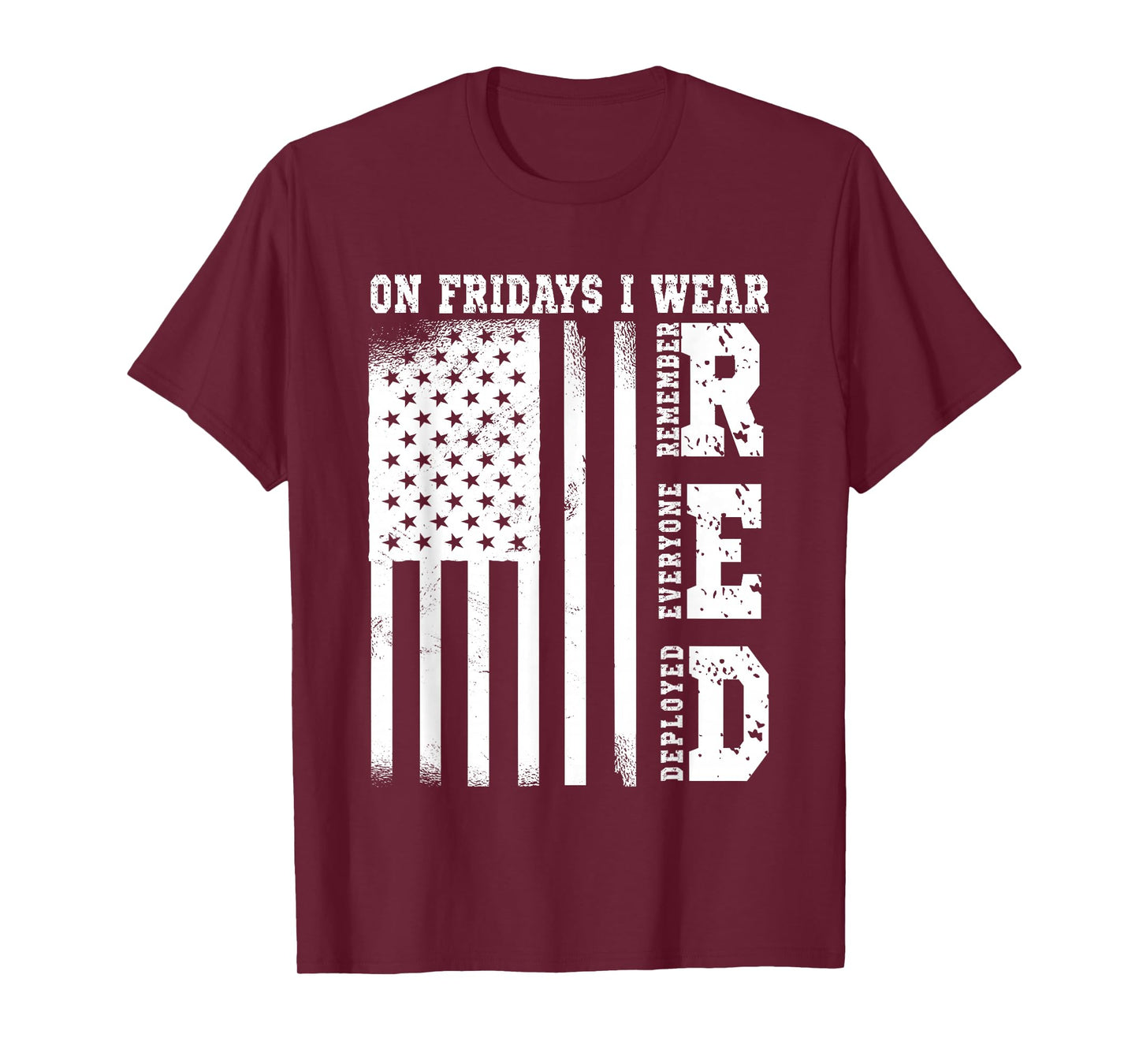 On Fridays I Wear Red USA Flag Support American Troops T-Shirt