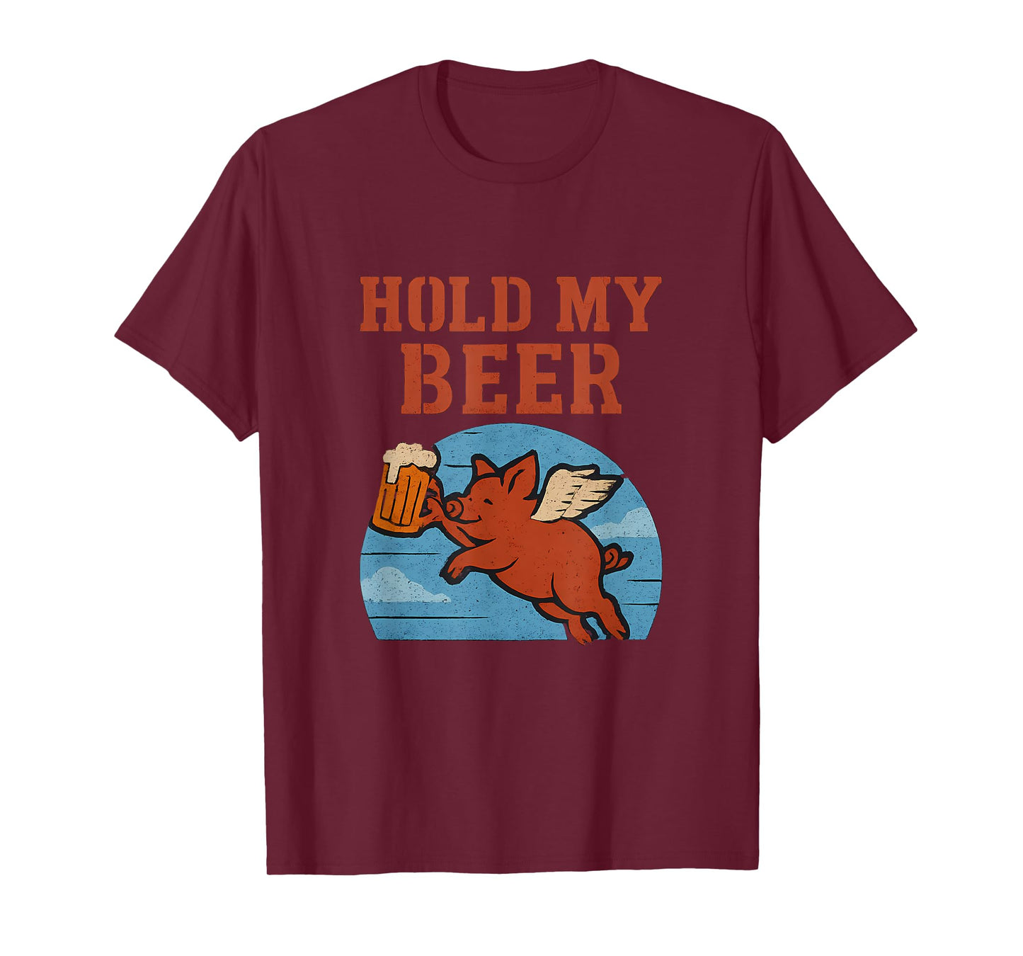Hold My Beer Flying Pig Barnyard Humor Graphic T-Shirt