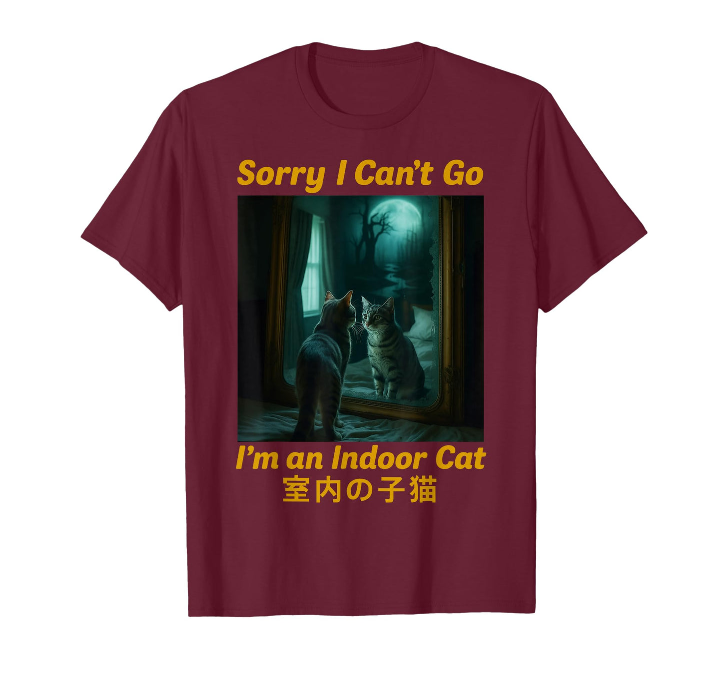 HUGvyn Meme Cat: Funny Sorry I Can’t Go I’m an Indoor Cat T-Shirt