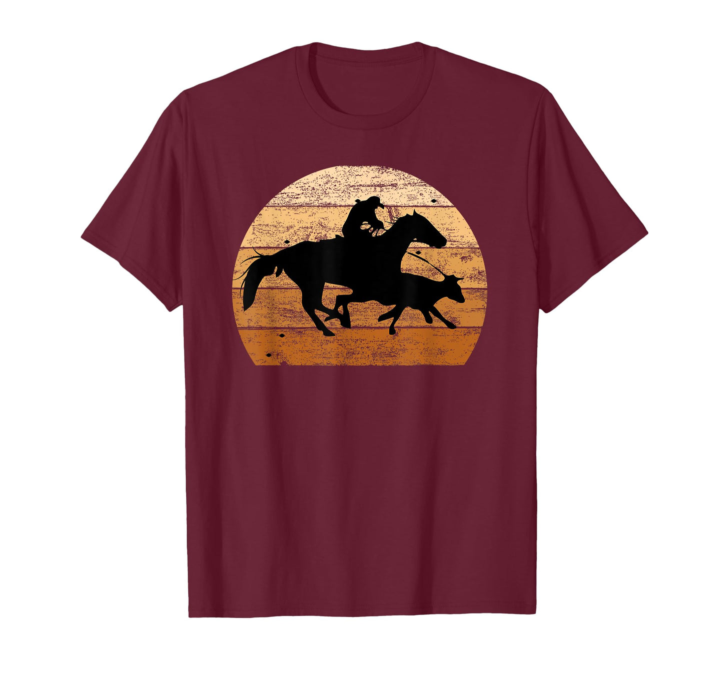 Brown Distressed Style Western Cow Horse Calf Roping T-Shirt