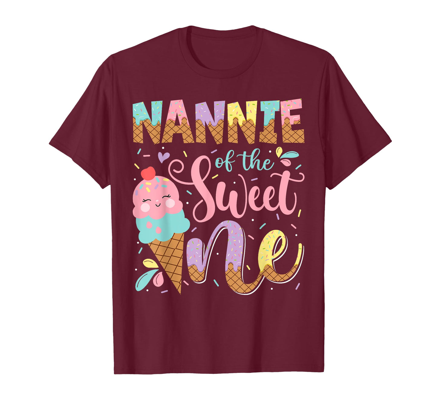 Nannie Of The Sweet One 1St Birthday Ice Cream Summer T-Shirt