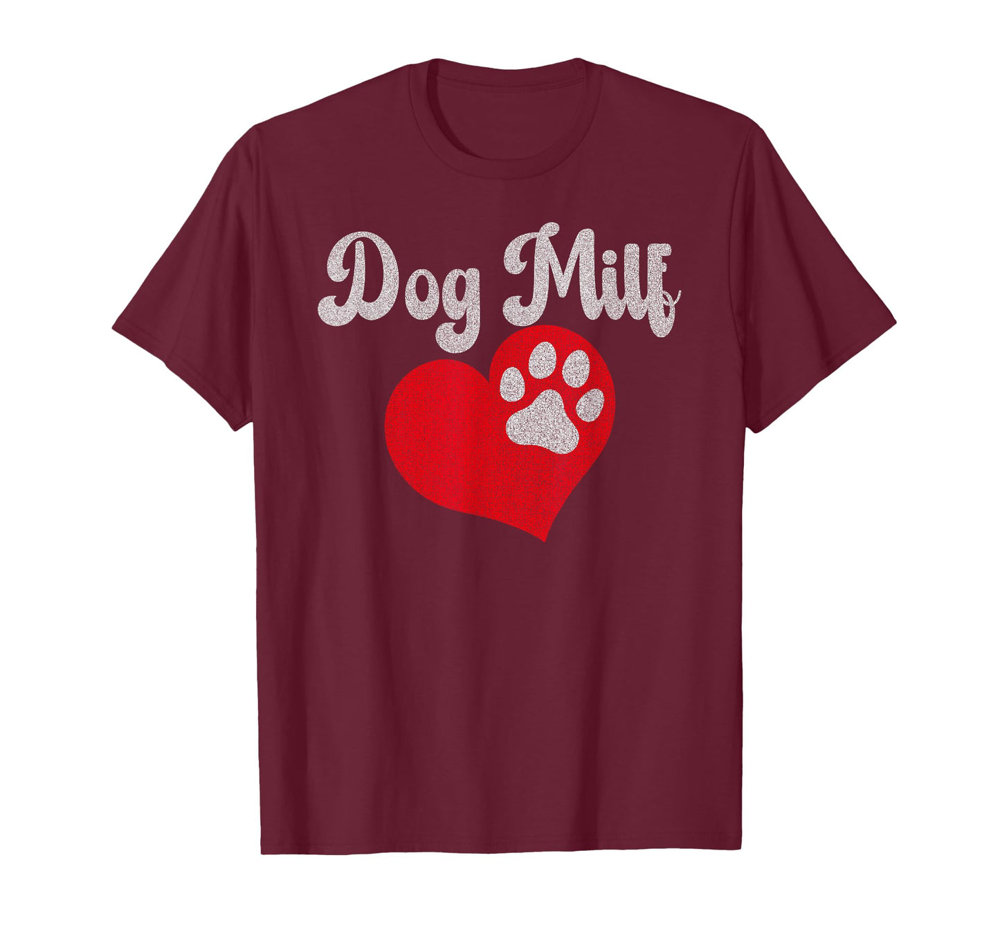 Vintage Dog Milf Cute Red Heart Dog Paw Dog Mom Womens T-Shirt