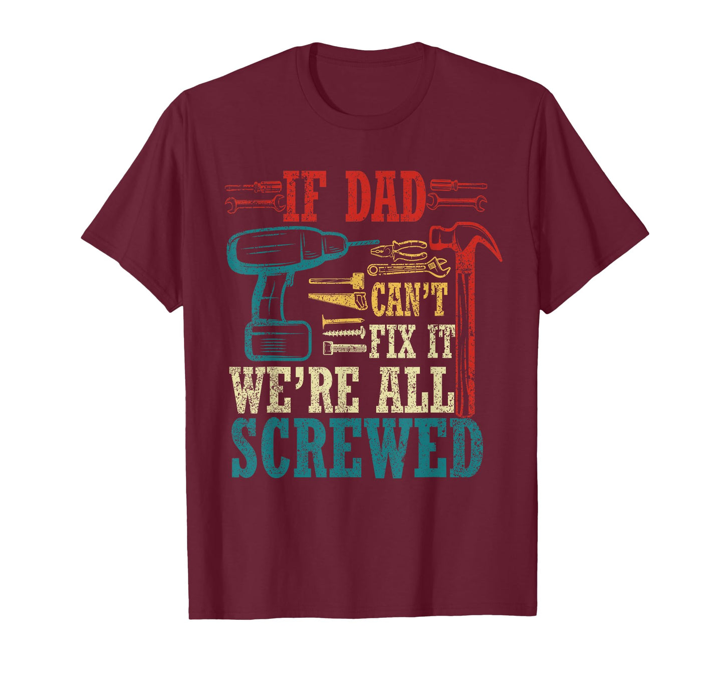 Vintage Daddy Jokes If Dad Can't Fix It Unisex Black Small Modern Crew Neck T-Shirt