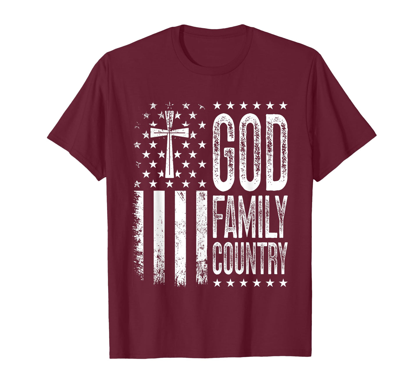 God Family Country - Patriotic Christian US Flag T-Shirt