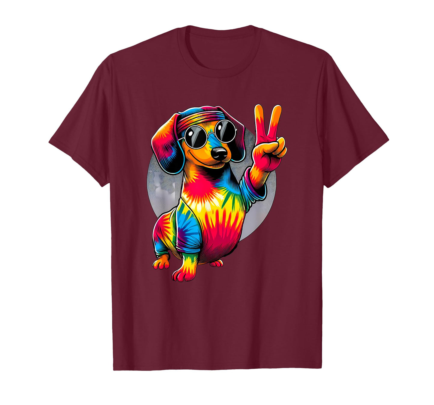 Peace Sign Tie Dye Weiner Dachshund Dog T-Shirt for Men Women Kids