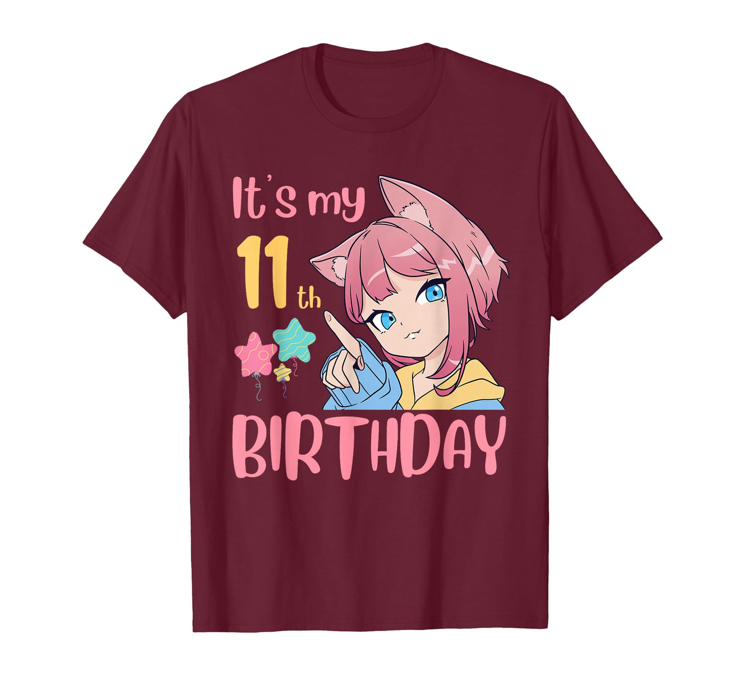 It's My 11th Birthday Anime Birthday Girl 11 Years Old Bday T-Shirt