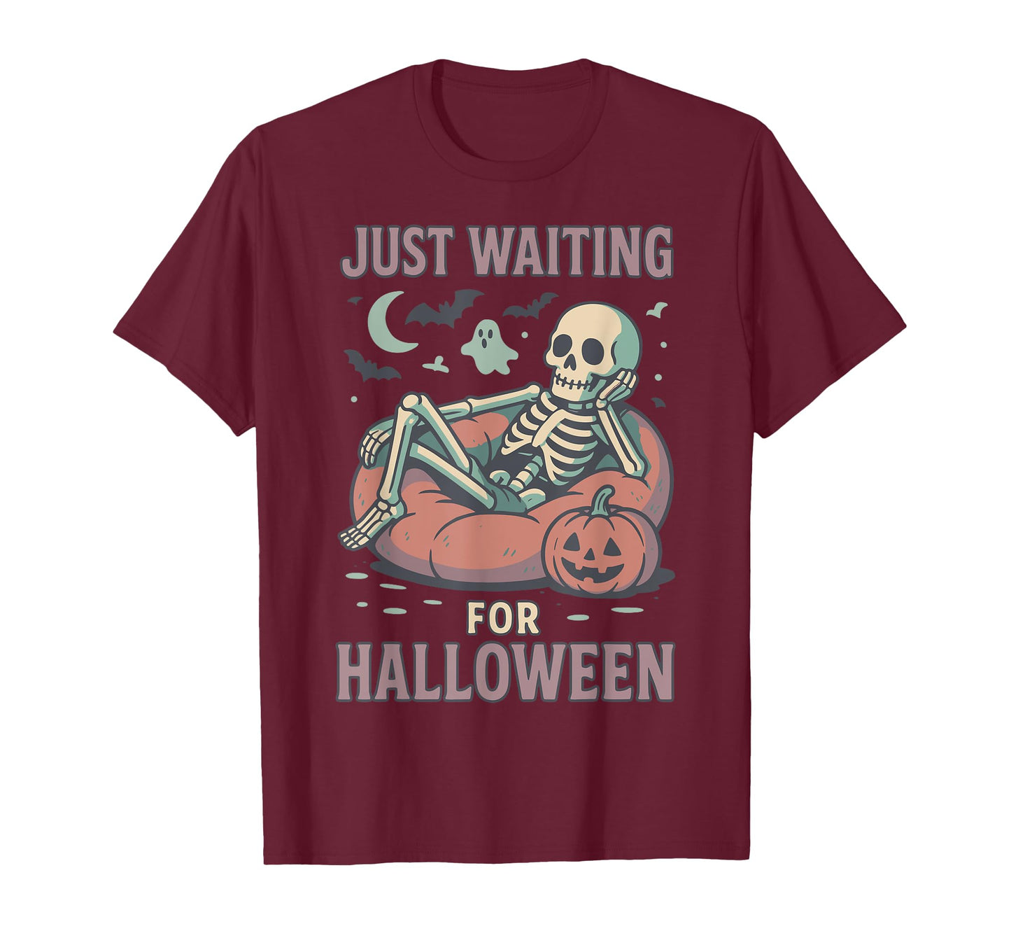 Funny Spooky Skeleton Summerween Waiting for Halloween T-Shirt