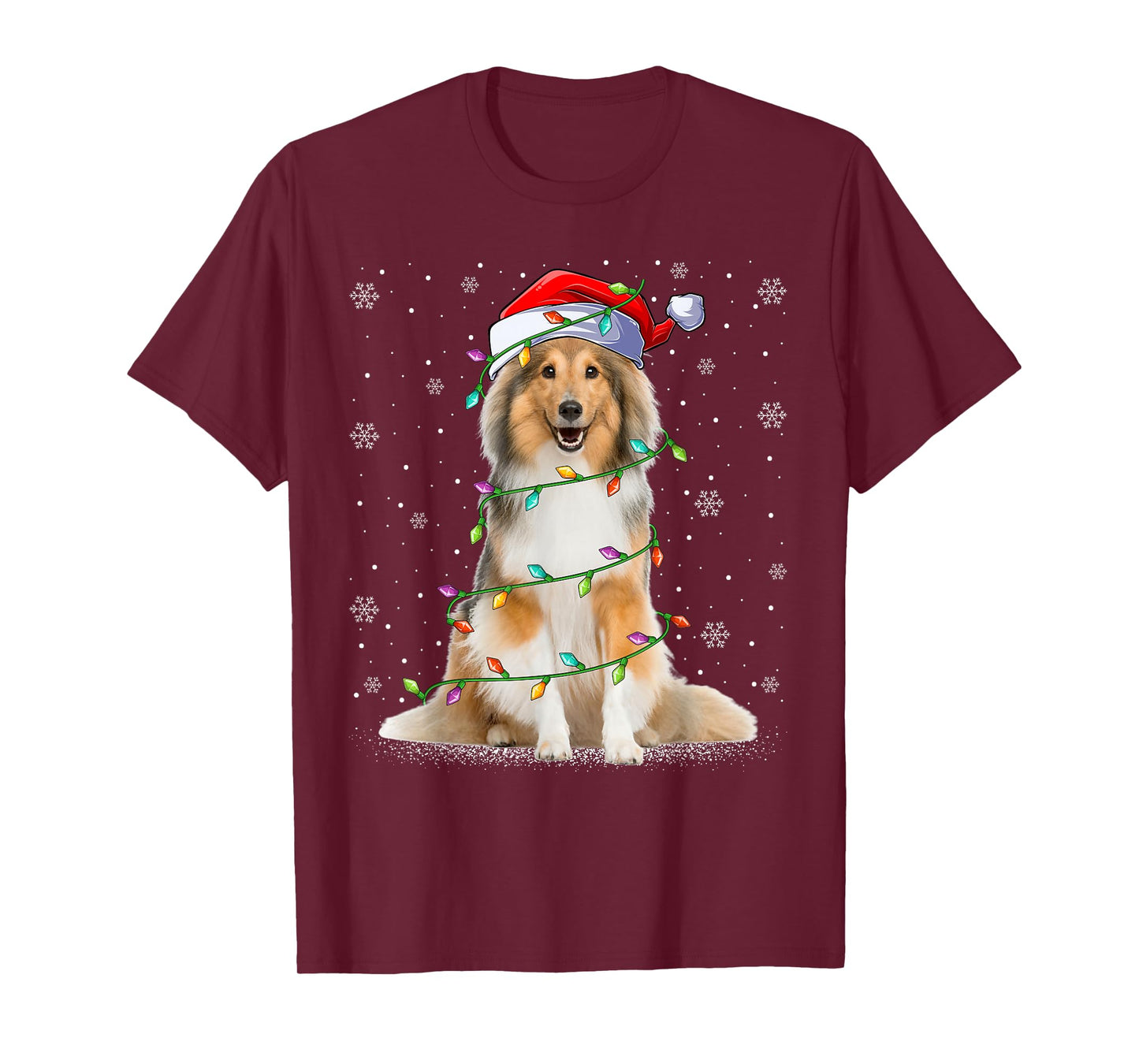 Sheltie Dog Lover Xmas Lighting Santa Sheltie Christmas T-Shirt for Men Women Kids