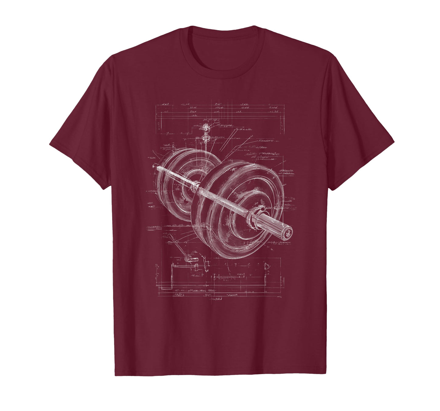 Dumbbell Blueprint Fitness Gym Weightlifting Technical Art T-Shirt