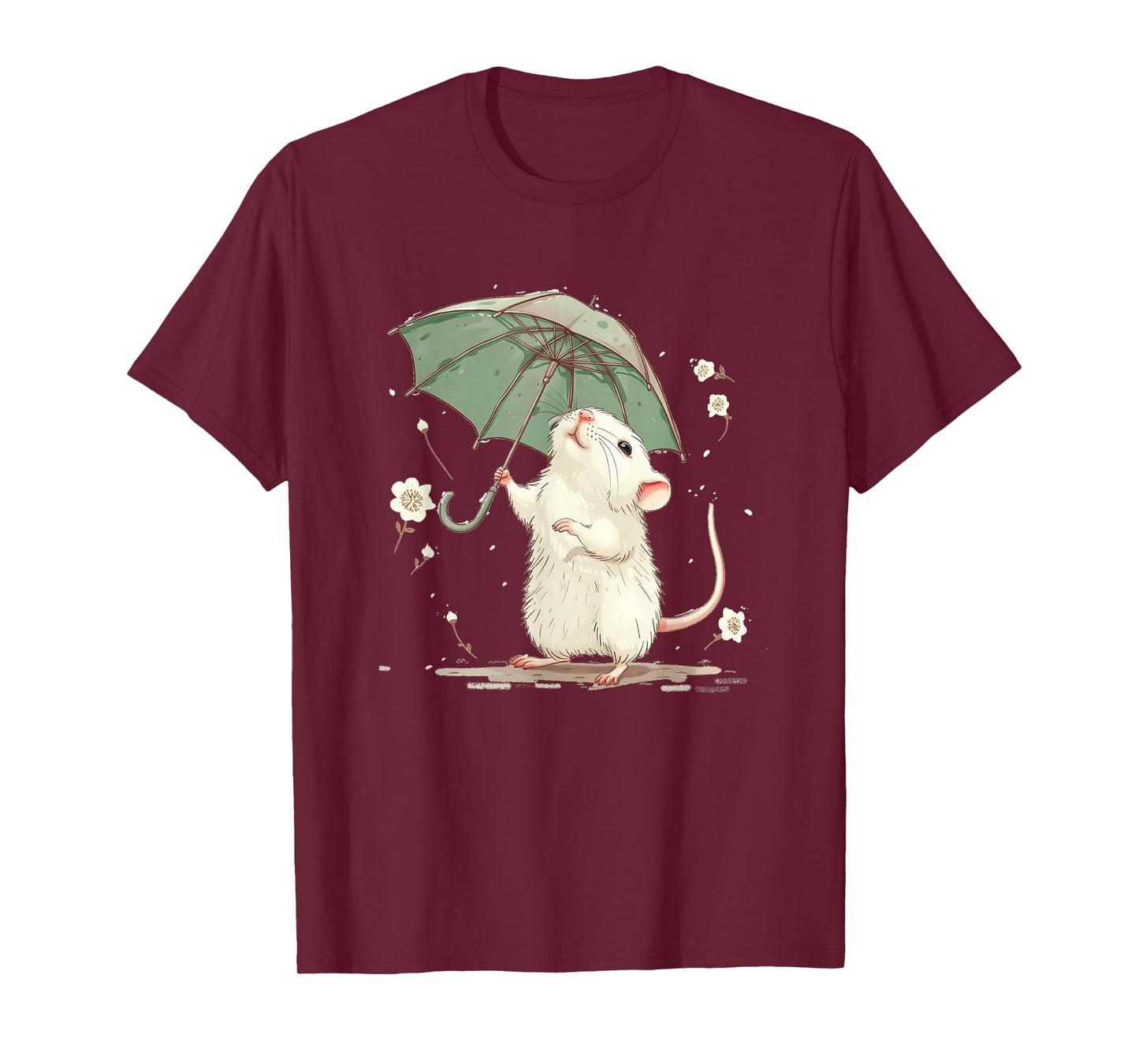 Cute white Rat with Umbrella Costume for Man and Woman T-Shirt