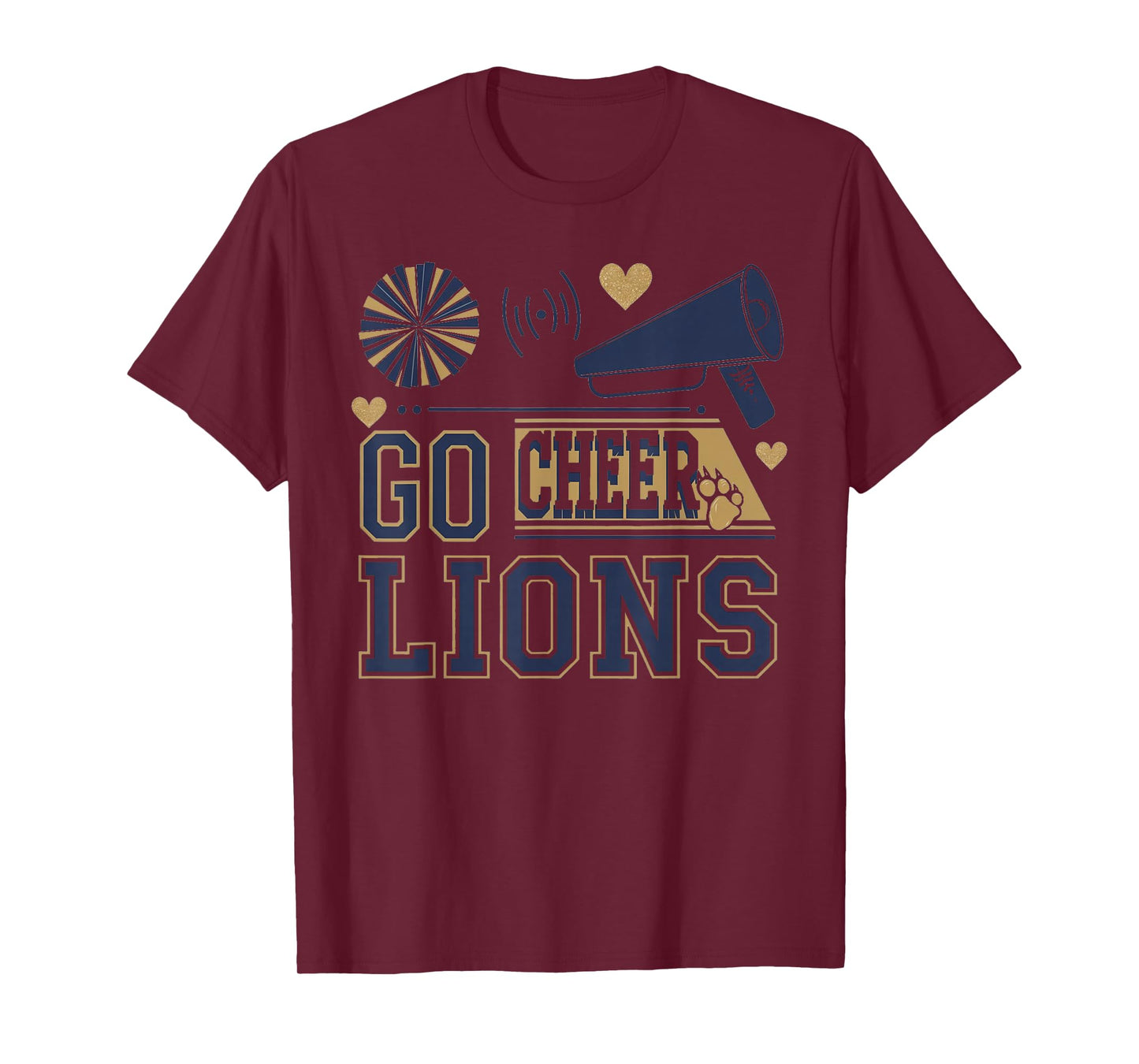 Go Cheer Lions Cheerleading Spirit Design T-Shirt