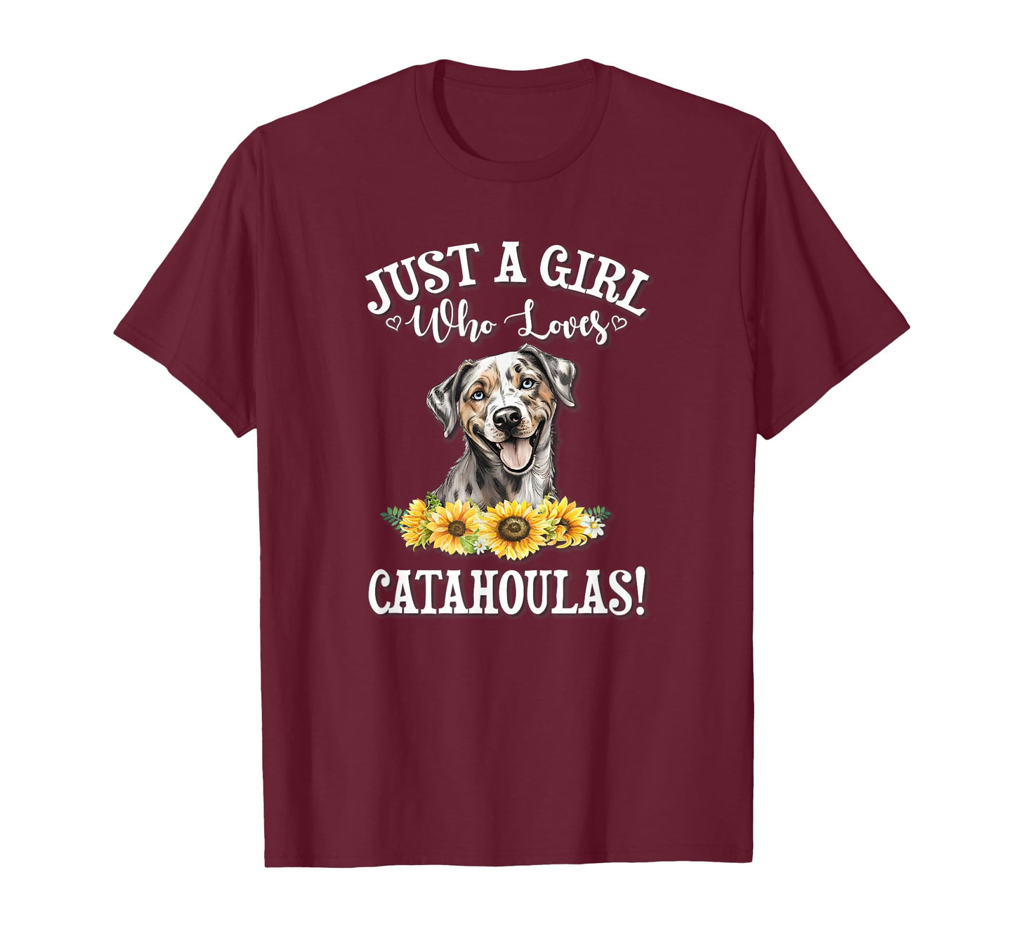 Womens Flowers Just A Girl Who Loves Catahoula Leopard Dogs T-Shirt