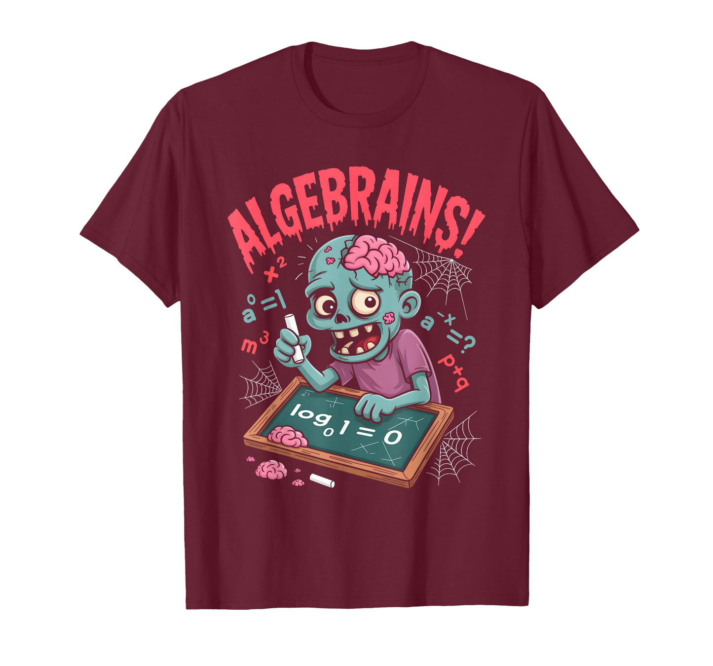 Funny Zombie Math Algebra Brain Humor Halloween T-Shirt