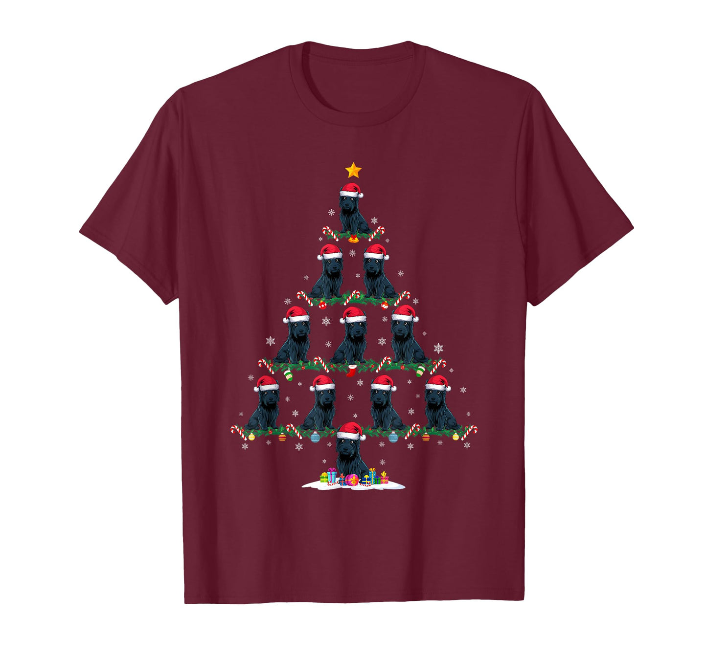 Funny Xmas Tree Scottie Dog Owner Gifts Scottie Dog Christmas Tree Pajama Unisex-Adults Unisex-Kids Black Short Sleeve T-Shirt Small