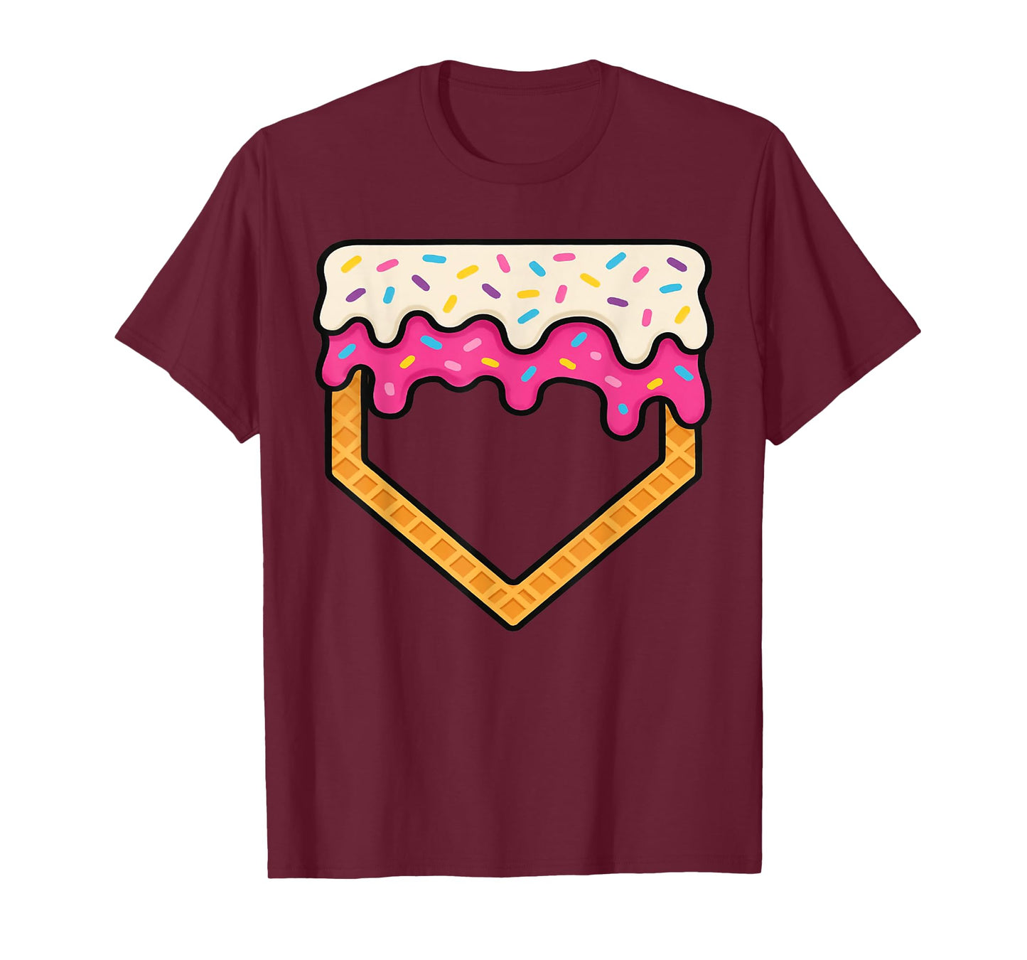 Baseball Home Plate Dripping Ice Cream Drip Youth Boys T-Shirt