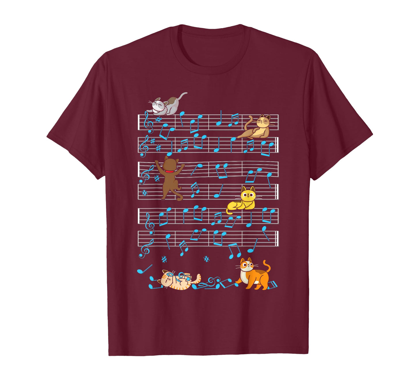 Funny Cat Playing Music Note Kitty Cute Musician Kitten Pet T-Shirt