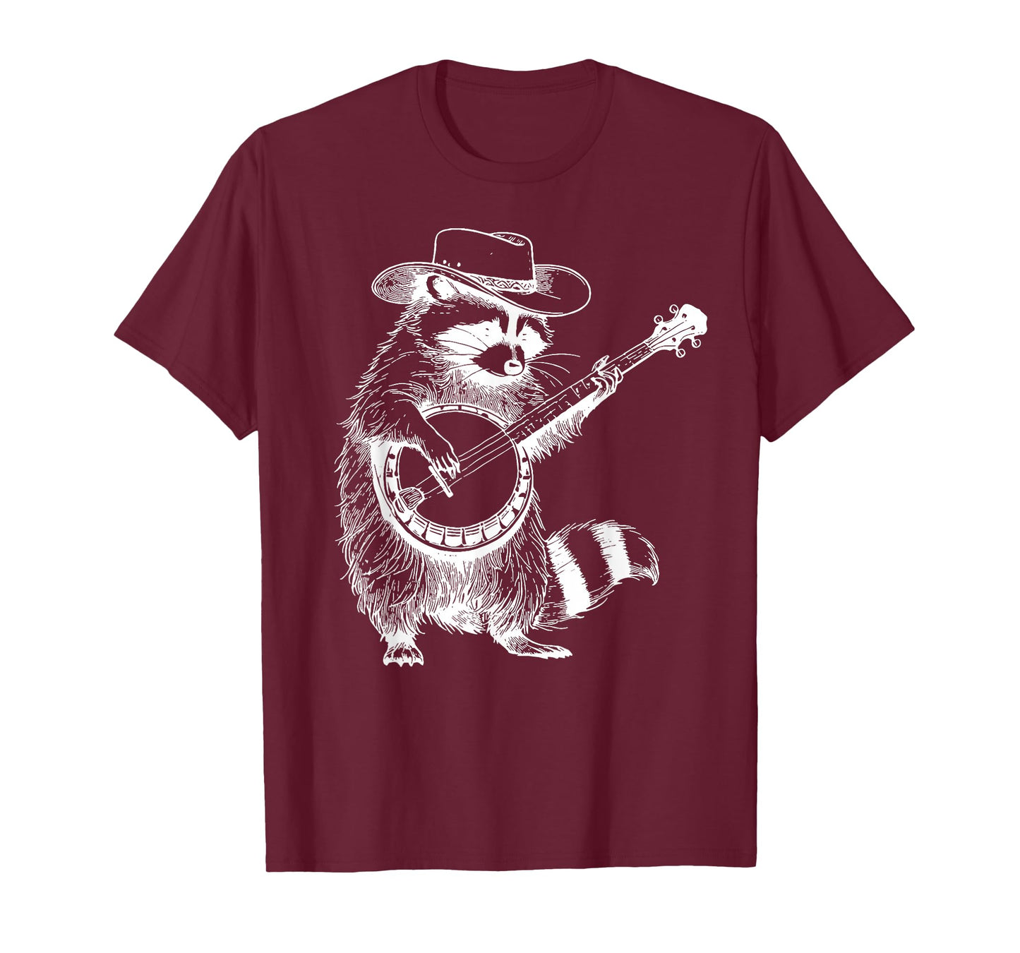 Vintage 90s Cowboy Racoon Playing Banjo Musician Western T-Shirt