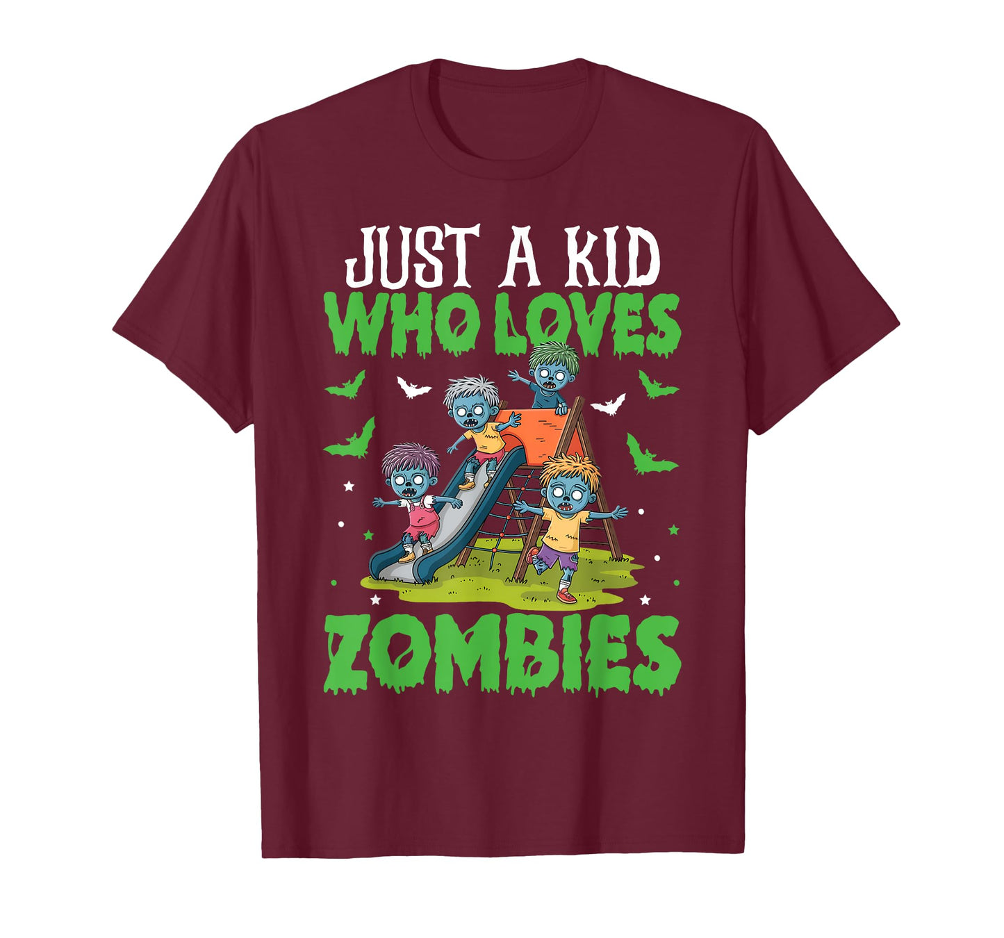 Halloween Zombie Enthusiast Just A Kid Who Loves Zombies T-Shirt