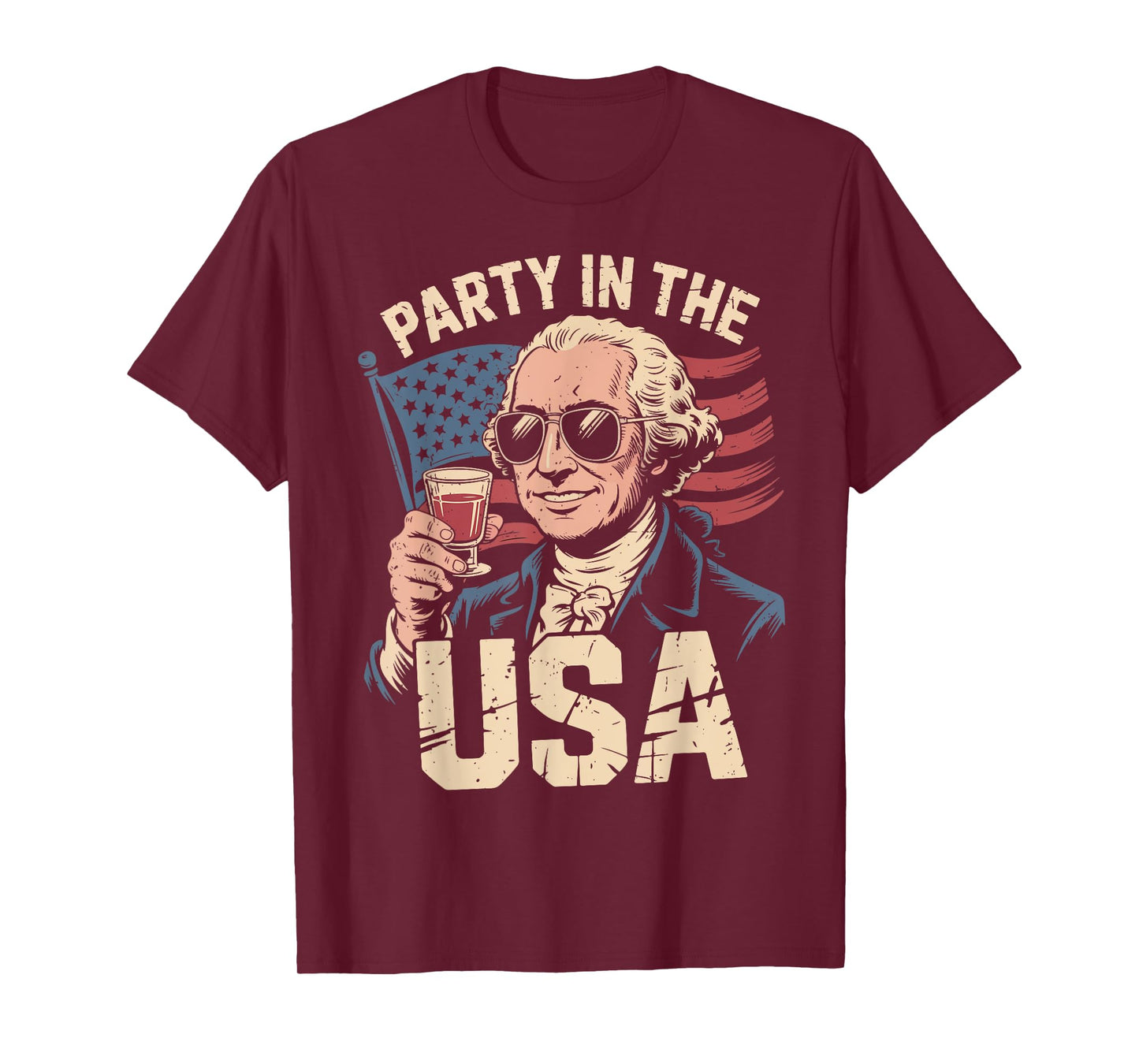 Men's Party in USA George-Washington Drinking 4th July Funny T-Shirt