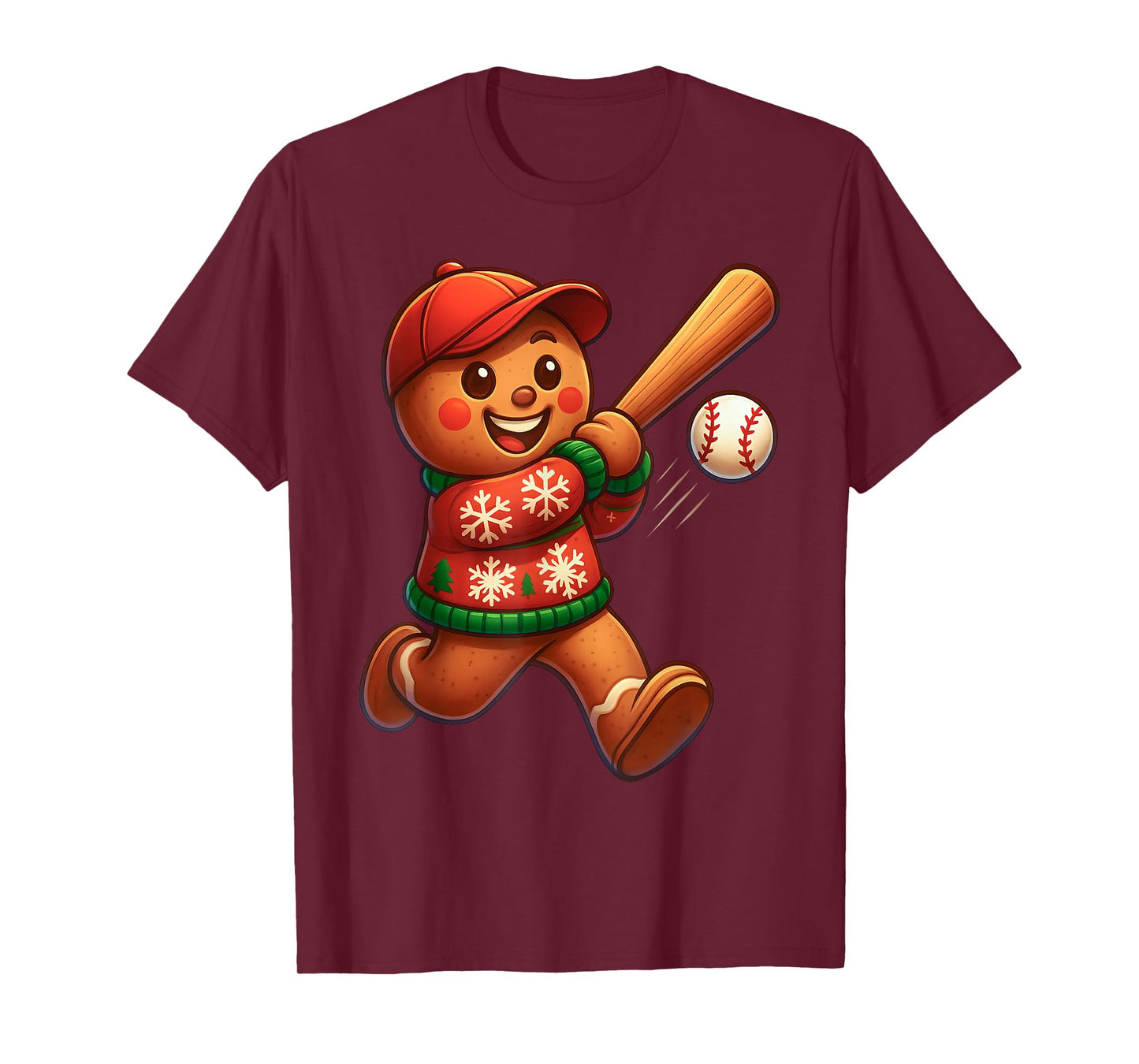 Christmas Gingerbread Baseball Lover Swing Men Women Kids T-Shirt