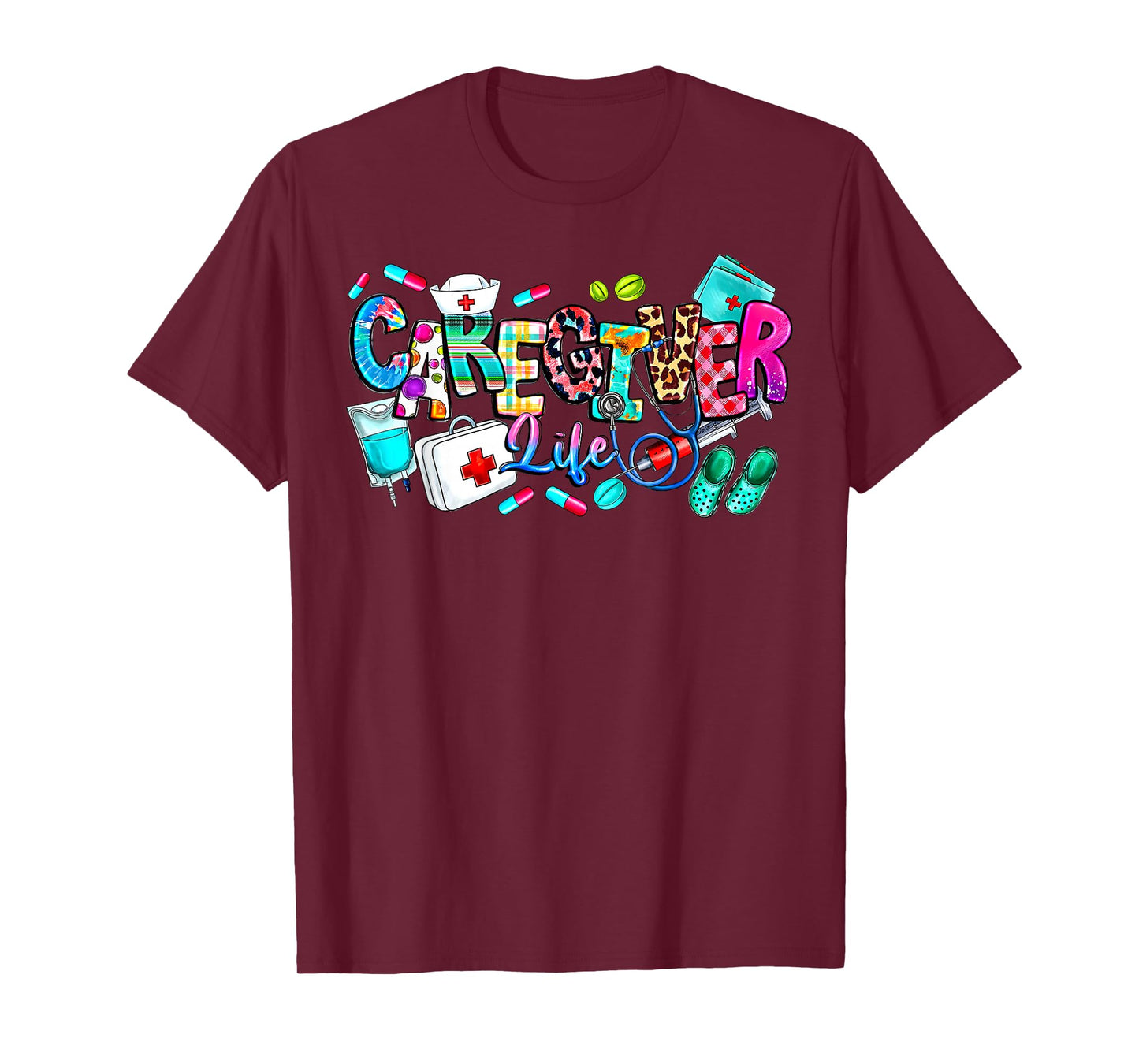 Leopard Caregiver Life Nurse Restorative Aide Caregivers Day T-Shirt