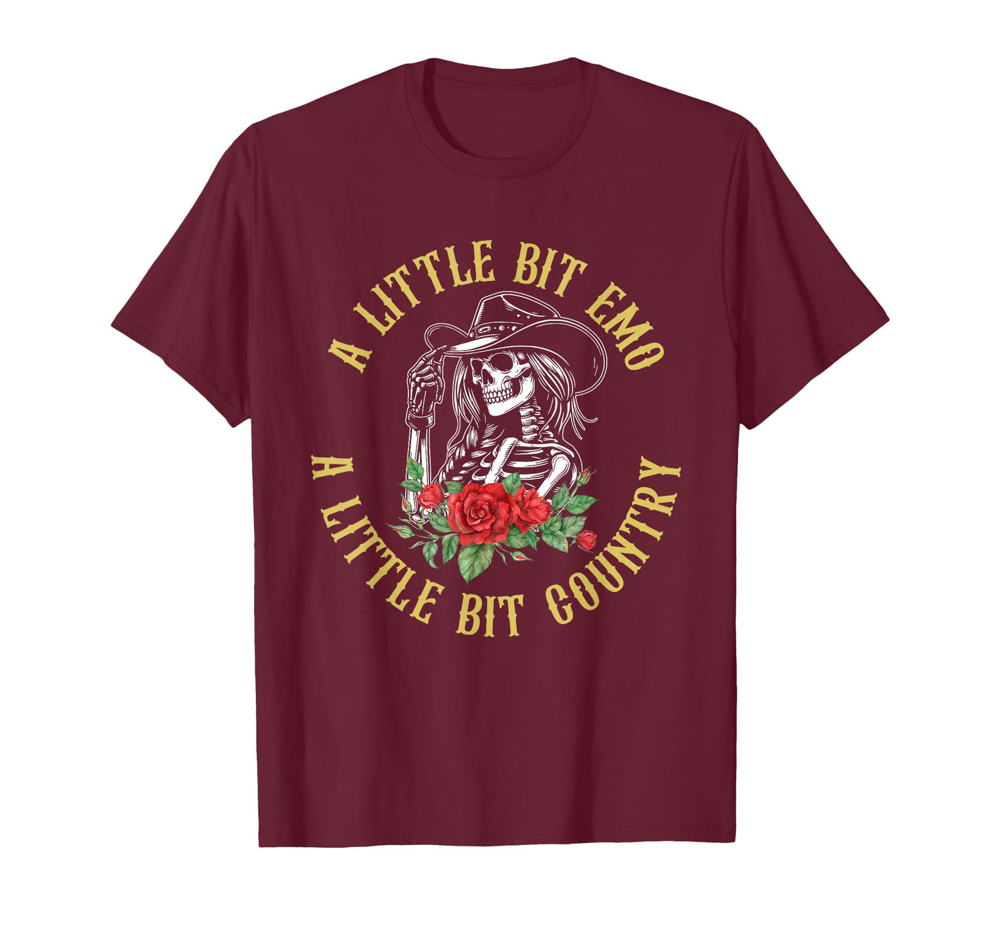 Little Bit Emo Little Bit Country Cowgirl Vintage Design T-Shirt