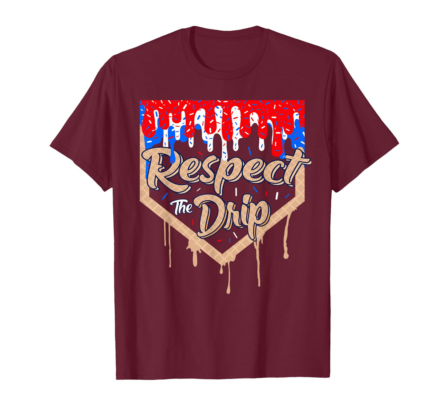 Baseball Drip Boys Ice Cream Home Plate Respect The Drip T-Shirt