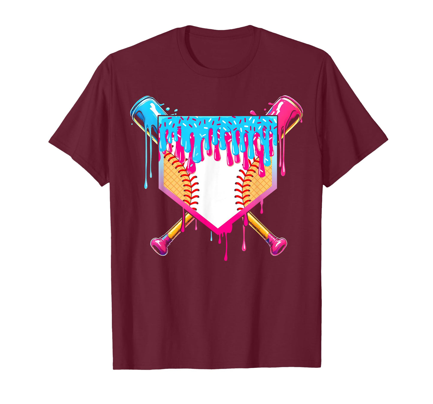 Baseball Drip Boy Ice Cream Sprinkle Youth Baseball Birthday T-Shirt