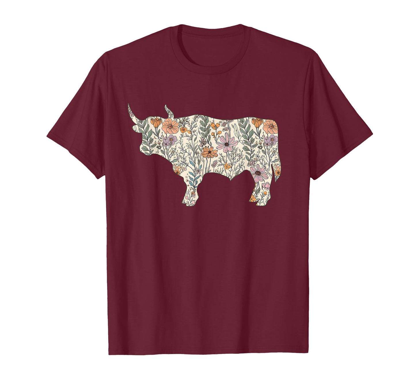 Western Highland Cow Boho Floral Farm Aesthetic Rodeo Women T-Shirt