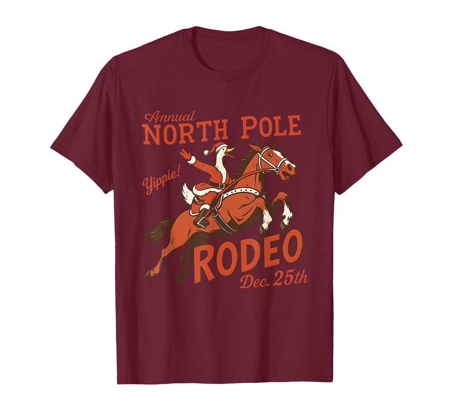 Annual North Pole Rodeo Funny Goose Christmas Western T-Shirt