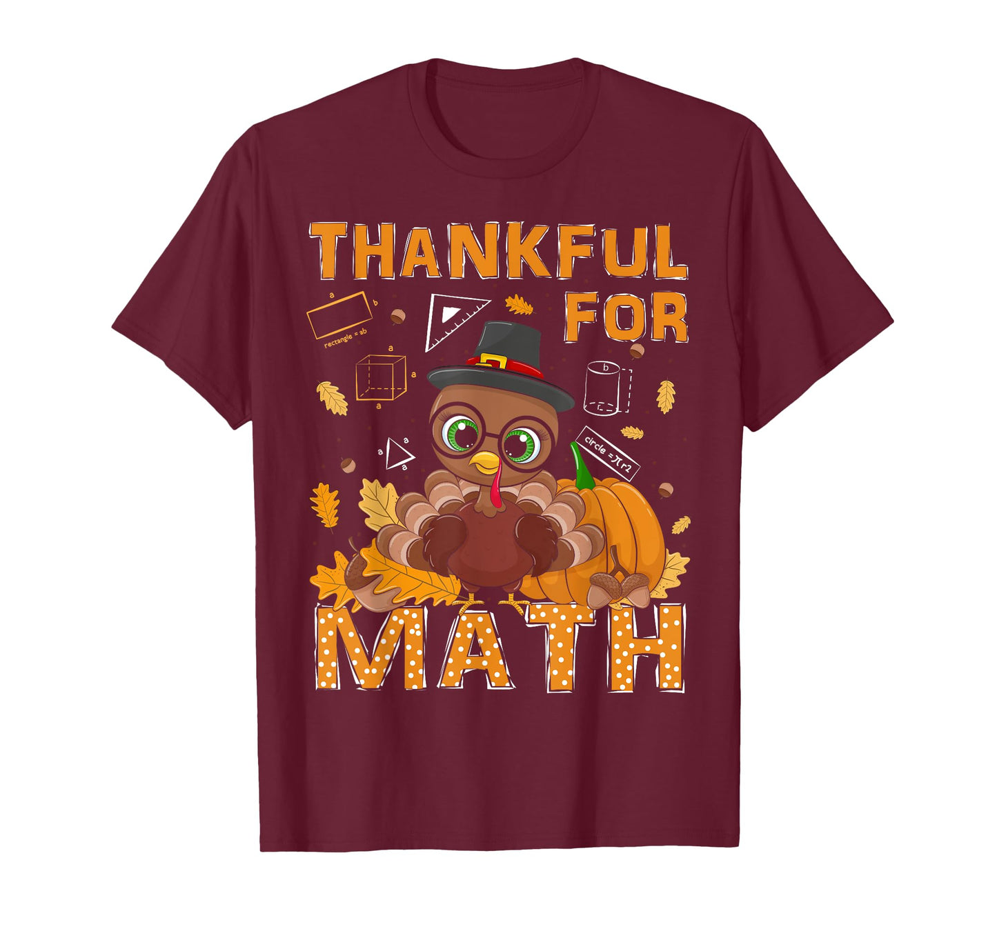 Thankful Math Turkey Teacher Happy Thanksgiving T-Shirt
